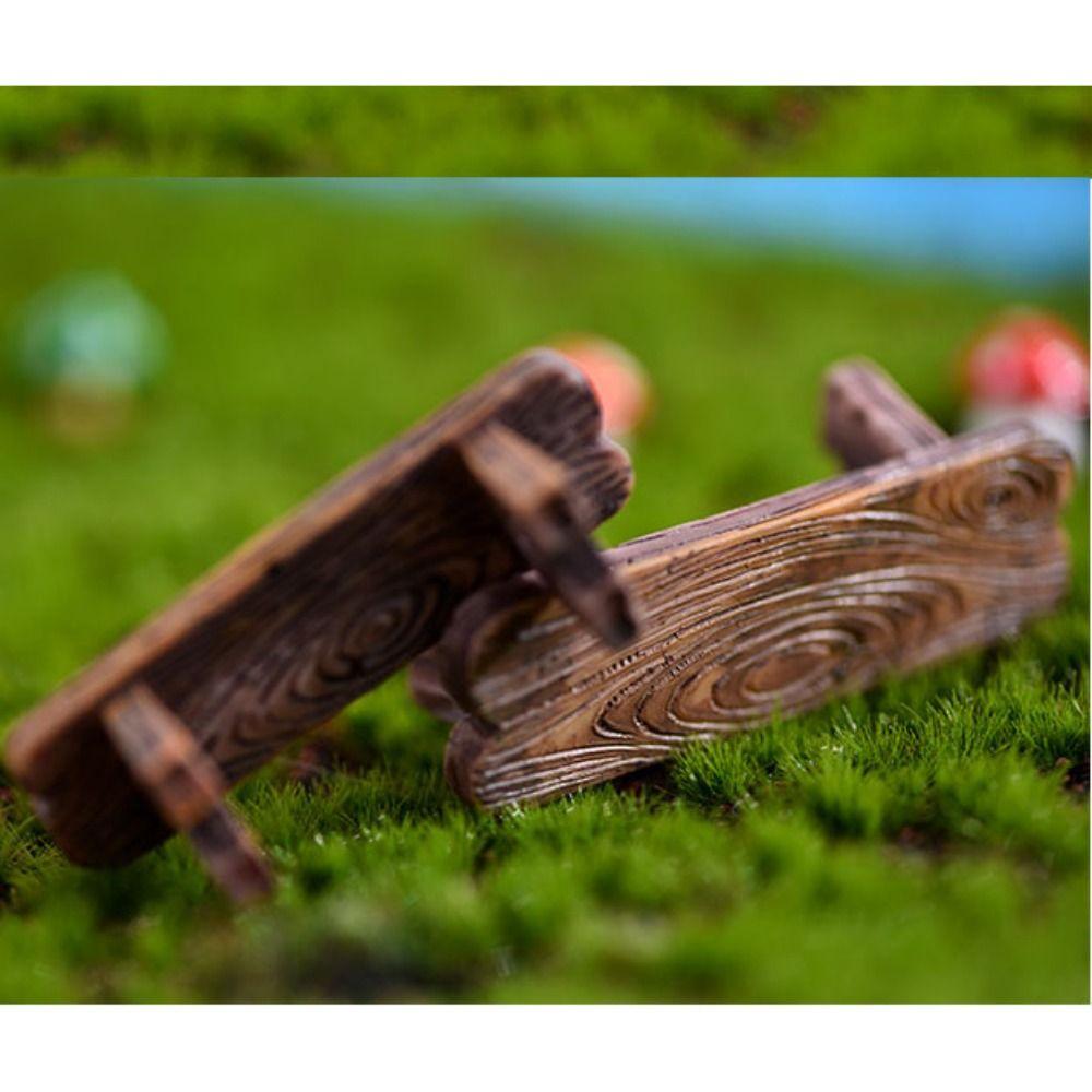 Doll Furniture Dollhouse Miniature Wooden Bench Stool Fairy Garden Miniatures Decor Children Toys