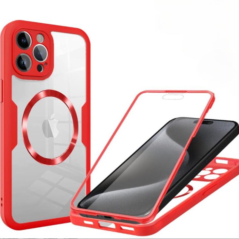 Чехол для Magsafe 360 ​​с полной защитой экрана для iPhone 15 14 13 12 11 Pro Max, магнитная прозрачная задняя крышка с беспроводной зарядкой