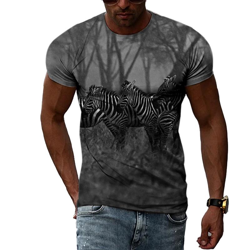 Летняя мужская оригинальная футболка с принтом зебры и 3D модными повседневными индивидуальными футболками с круглым вырезом и рисунком, футболки в стиле Харадзюку в стиле хип-хоп