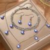 Набор украшений из нержавеющей стали Модные висячие серьги с маленькими глазками, браслеты, ожерелья Набор из 3 предметов для женщин Ювелирные подарки