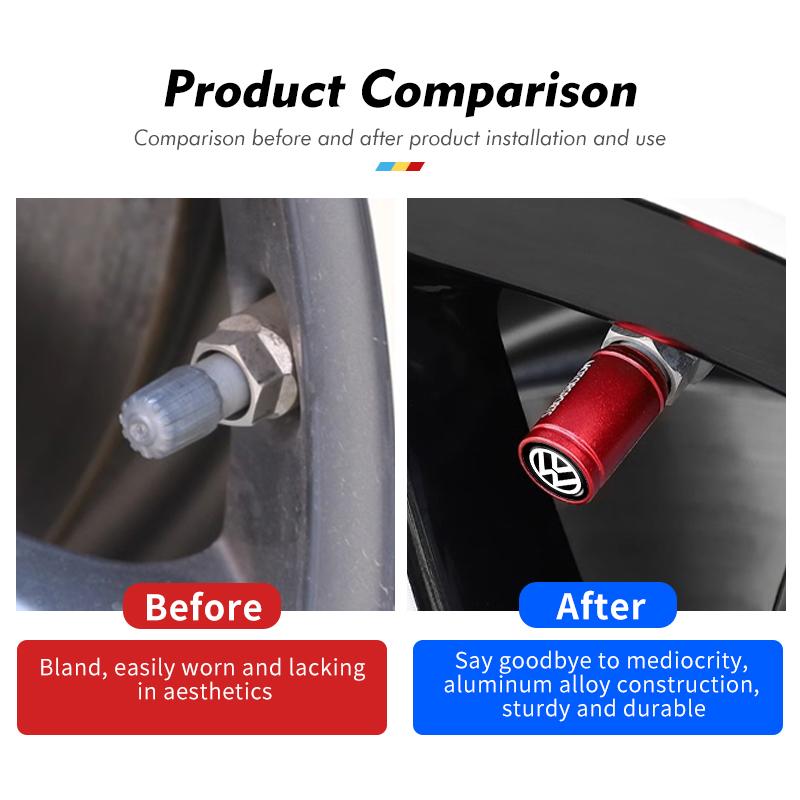Valve Stems Caps 4pcs Car Wheel Tire Valve Caps Air Stem Covers Auto Parts For Volkswagen VW Scirocco Jetta Beetle Golf 4 5 6 Pa zr2