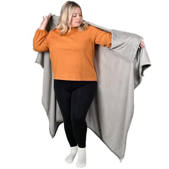 Фланелевое носимое одеяло-пончо Мягкое одеяло-накидка с карманами для рук Теплая уютная накидка-одеяло для взрослых Дом Офис Путешествия Комфорт