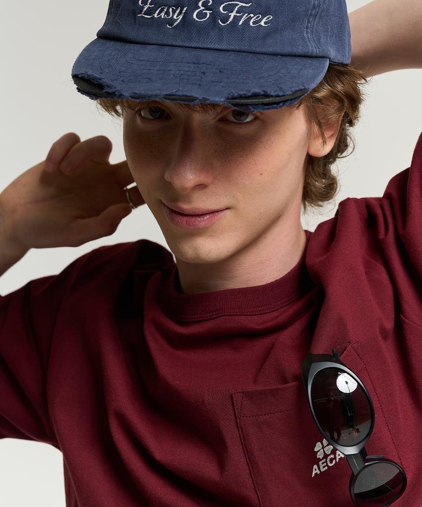 AECA Everyday Aeca Clover Pocket Tee-Burgundy
