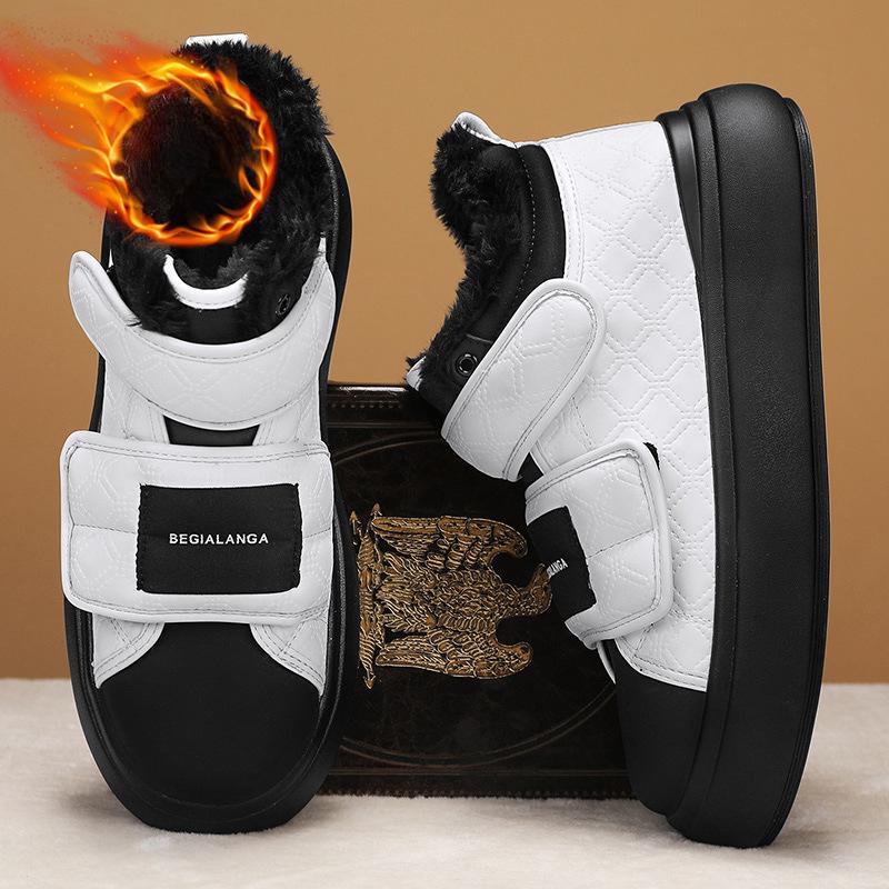 Зимние теплые ботинки для мужчин, легкие ботильоны, нескользящие короткие ботинки с меховой подкладкой, мужские плюшевые спортивные ботинки для походов и ходьбы с флисовой подкладкой