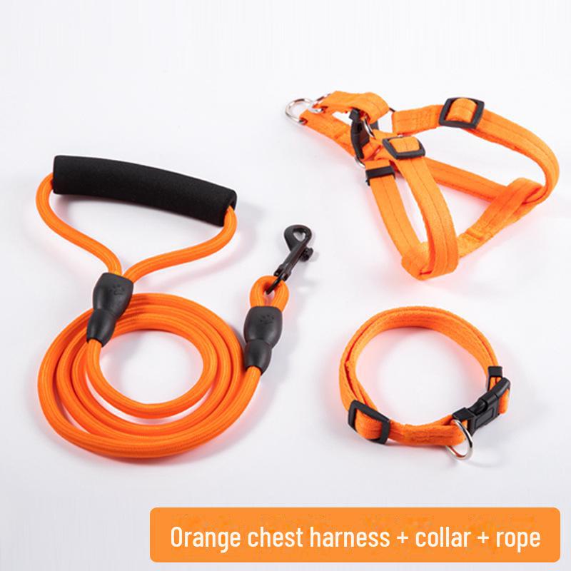Регулируемый комплект поводка и ошейника для маленьких, средних и крупных собак - Идеально подходит для выгула домашних питомцев, таких как тедди и золотистый ретривер