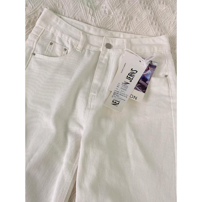 Популярные повседневные длинные брюки, женские в этом году белые джинсы, женские летние новые прямые брюки, тонкие широкие брюки