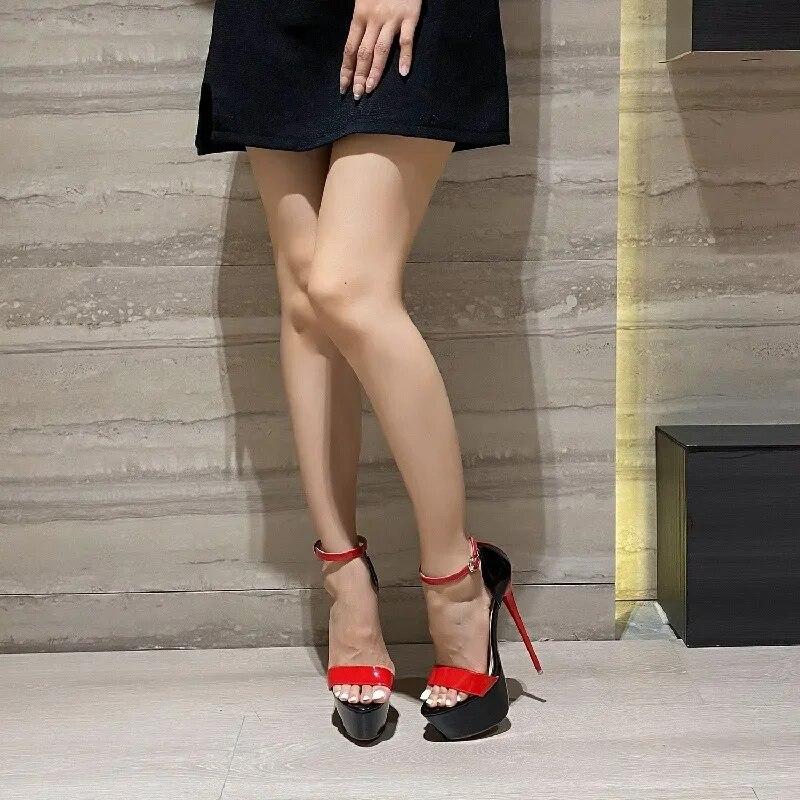 Eilyken Designer Platform Ultra Stiletto High Heel Women Sandals Sexy Buckle Strap Nightclub Stripper Open Toe Shoes BIG Size 46