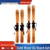 Solid Wood Skis & Stylish Ash Wood Sled Double Boards Set (130cm)