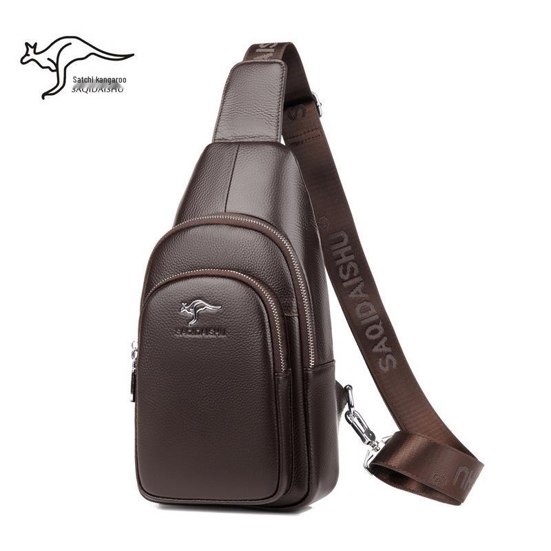 Мужская нагрудная сумка через плечо Satchi из кожи кенгуру - Модный повседневный рюкзак из коровьей кожи