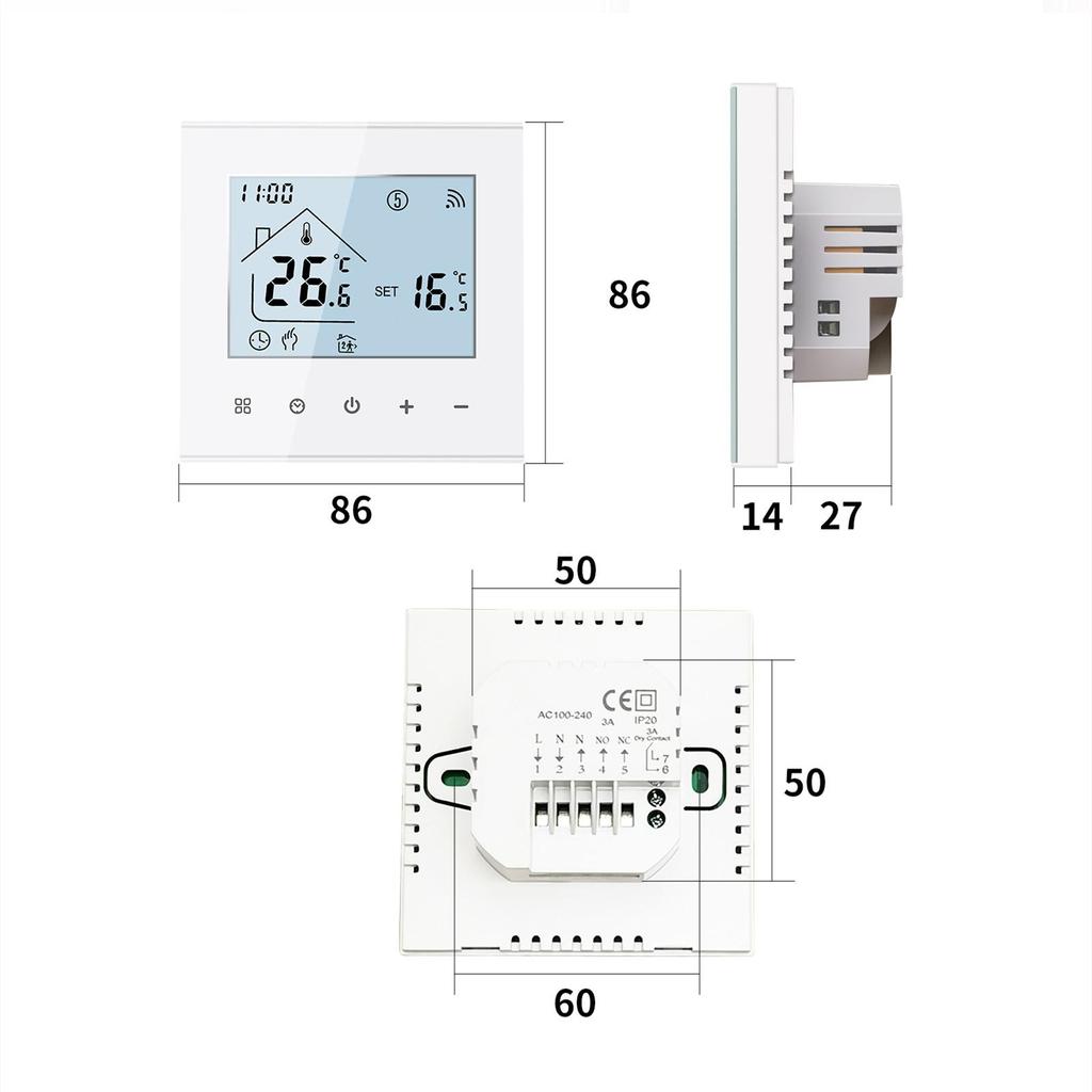 Smart Thermostat for Electric Floor Heating 16A LCD Touch Screen Temperature Controller Voice Control by Alexa/Google Home
