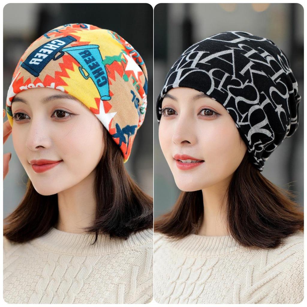 Универсальные корейские женские шапки на осень/зиму: Головной платок, баотоу, пуловер, шейный платок, принт, ворс и защитные уши