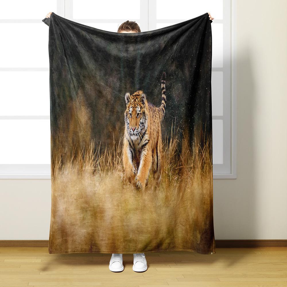 Tiger pattern Printed Blanket for Sofa Bed Travel Camping Living Room Office Conditioning Blanket for All Seasons Gifts