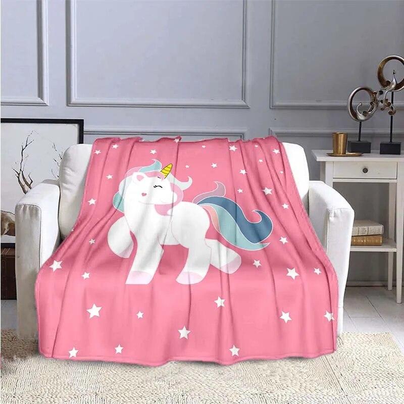 Милое цветное фланелевое одеяло с 3D принтом единорога для кроватей, походов, пикника, модное покрывало, одеяло