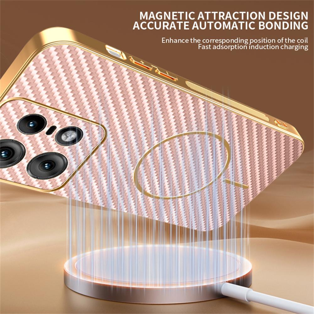 For Motorola Edge 50 Pro 5G Phone Case Carbon Fiber Textured Electroplated TPU Back Cover