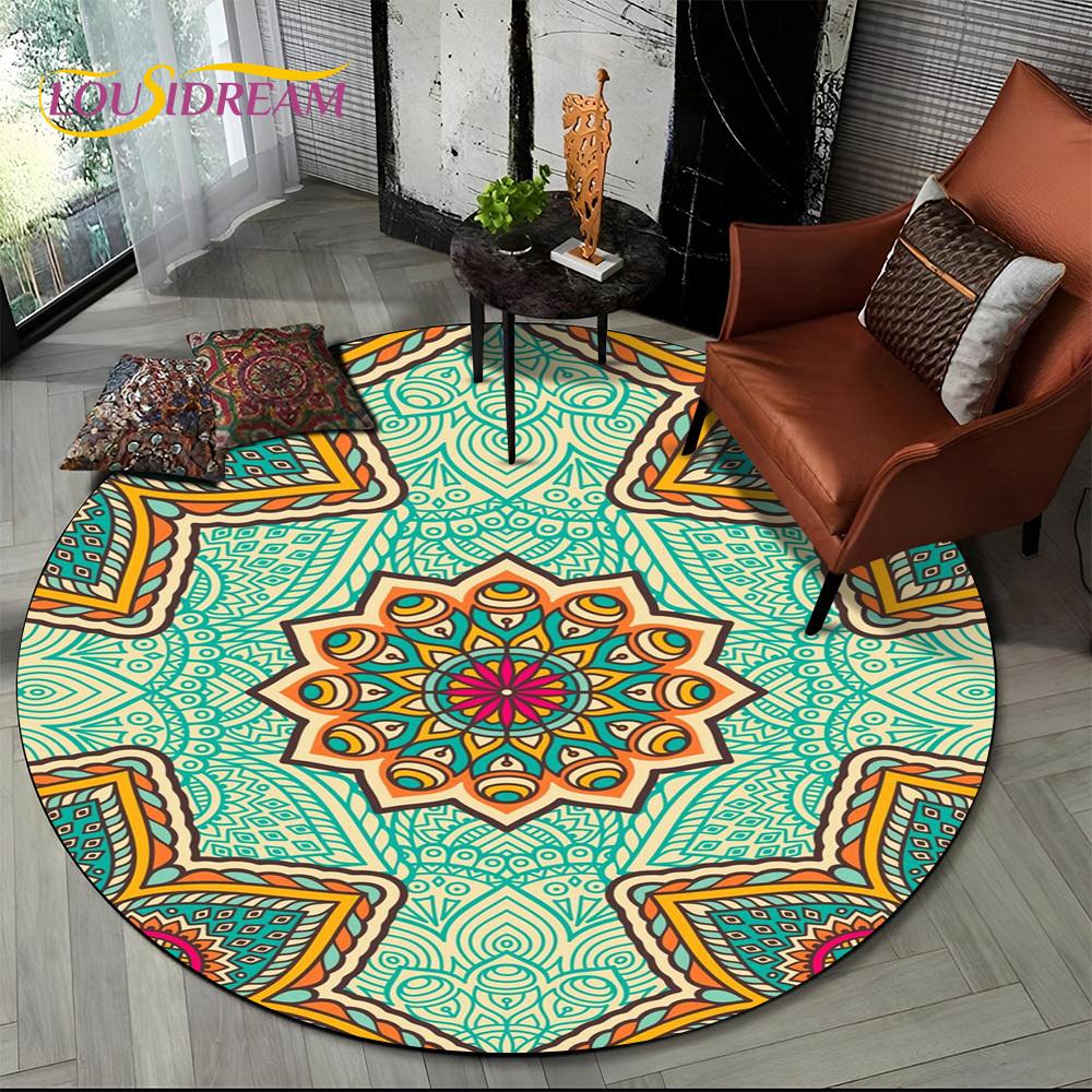 3D Meditation Mandala Bohemia nature Spirit Yoga Round Carpet Rug for Living Room Bedroom Child Decor,Pet Area Rug Non-slip Mat