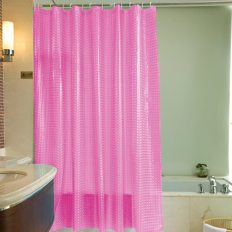 1pc 3D Shower Curtain Liner with Plastic Hooks, 71*71inch / 180*180cm Waterproof Plastic Bath Curtain, Luxury Bathroom Curtain