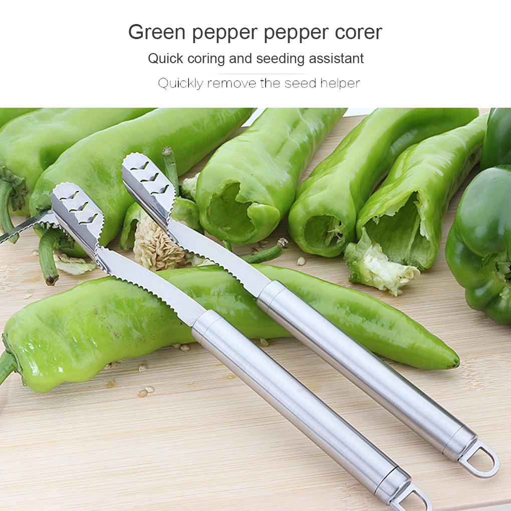 Из нержавеющей стали для удаления сердцевины из овощей, фруктов, перца, семян чили с зубчатым краем. Кухонные принадлежности. Милые кухонные аксессуары.
