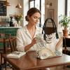  Boho Floral Canvas Tote Bag for Women Casual Large Capacity Shopping Shoulder Handbag