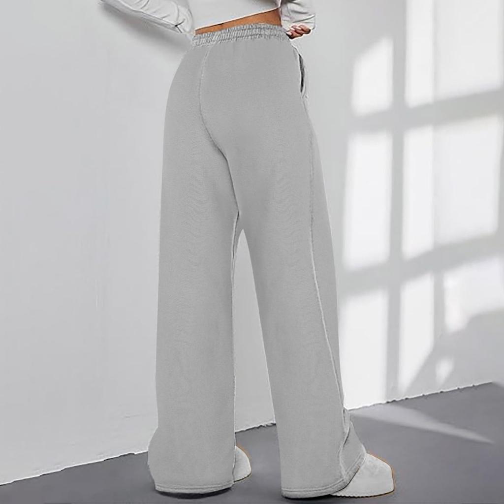 Women's Wide Leg Sweatpants Elastic High Waisted Long Pants Casual Loose Yoga Pants With Pockets