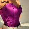 Women's Design Sense Fishbone Waist Vest Sexy Slim Waist Thin Temperament Solid Colour Bustier Tops