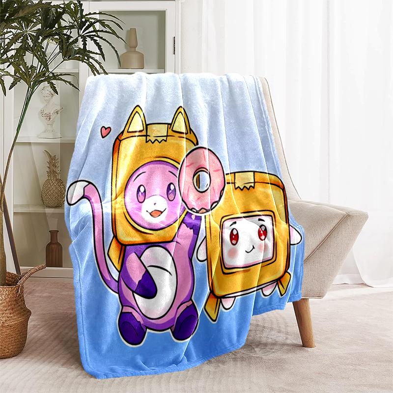 1pc Blanket Lankybox Foxy and Rocky3 Print Design, Lightweight Blanket for Sofa, Bed- Soft &Warm, Gift for All Seasons like Christmas, Halloween