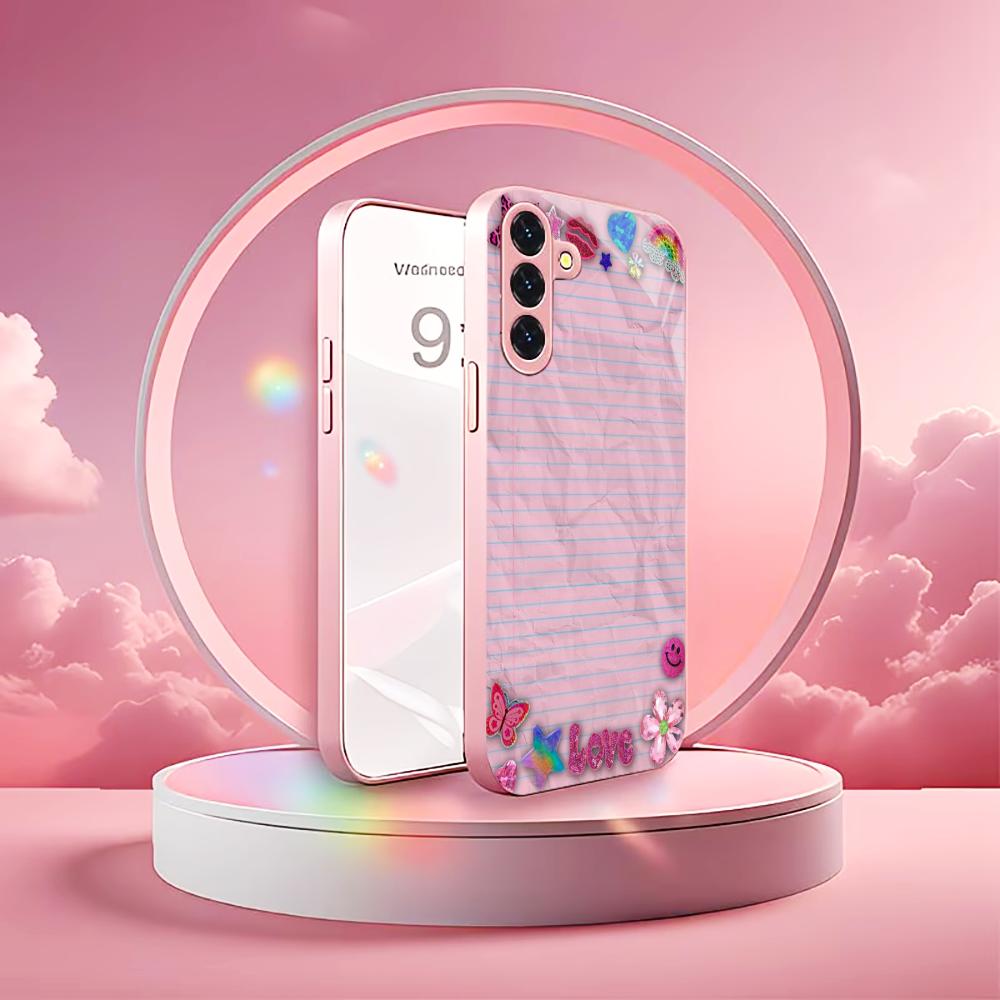 Ручная работа девушки Мадам розовый Стекло Чехол для телефона для Samsung Galaxy S26 S25 S24 S23 S22 FE Ultra Plus Ударопрочный Женский