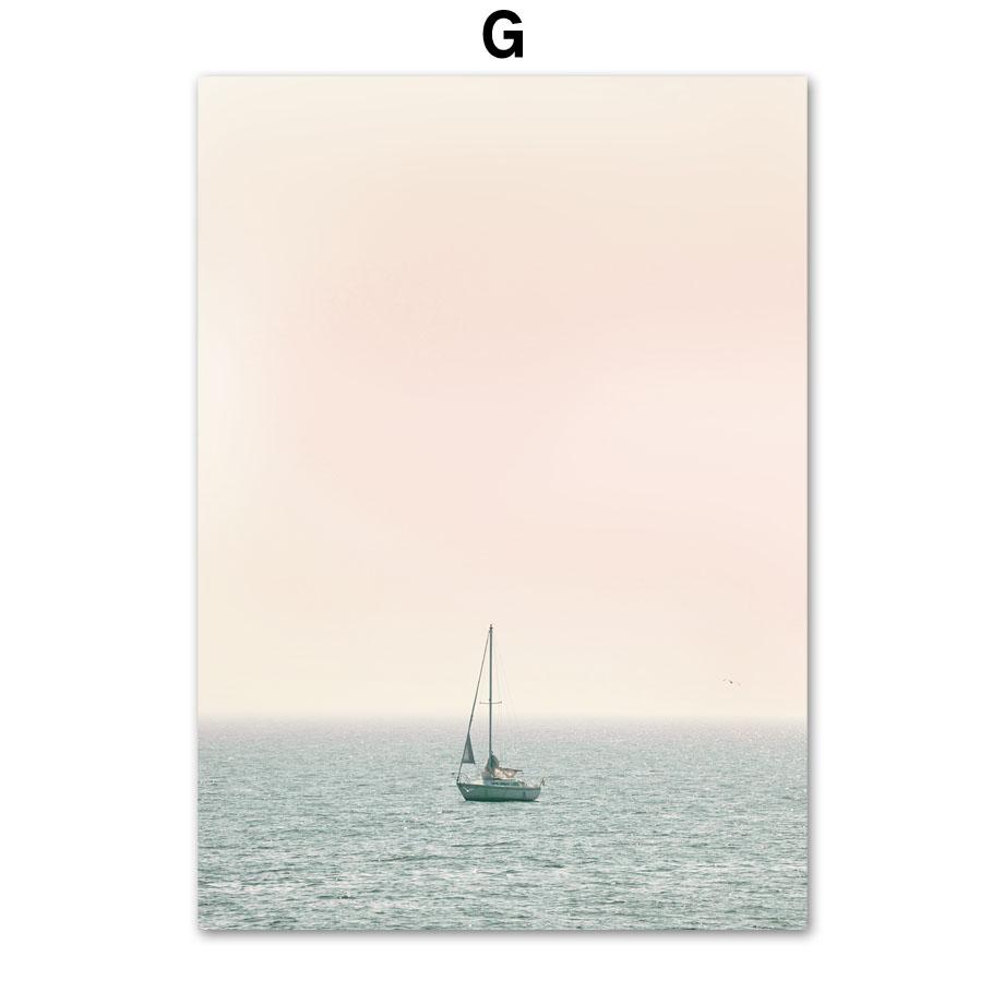 Wall Art Print Calm Beach Waves Raft Road Turtle Shells Reed Canvas Painting Nordic Poster Decoration Pictures For Living Room