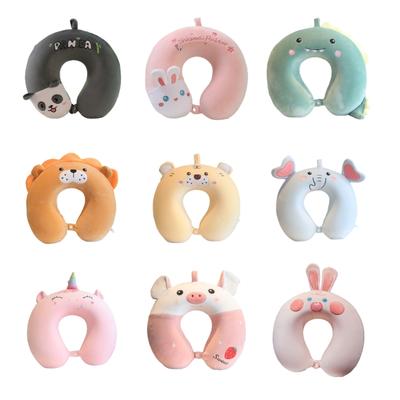 Мягкая бархатная U-образная подушка для шеи с дополнительными животными дизайнами, подушка из пены с памятью для путешествующих детей