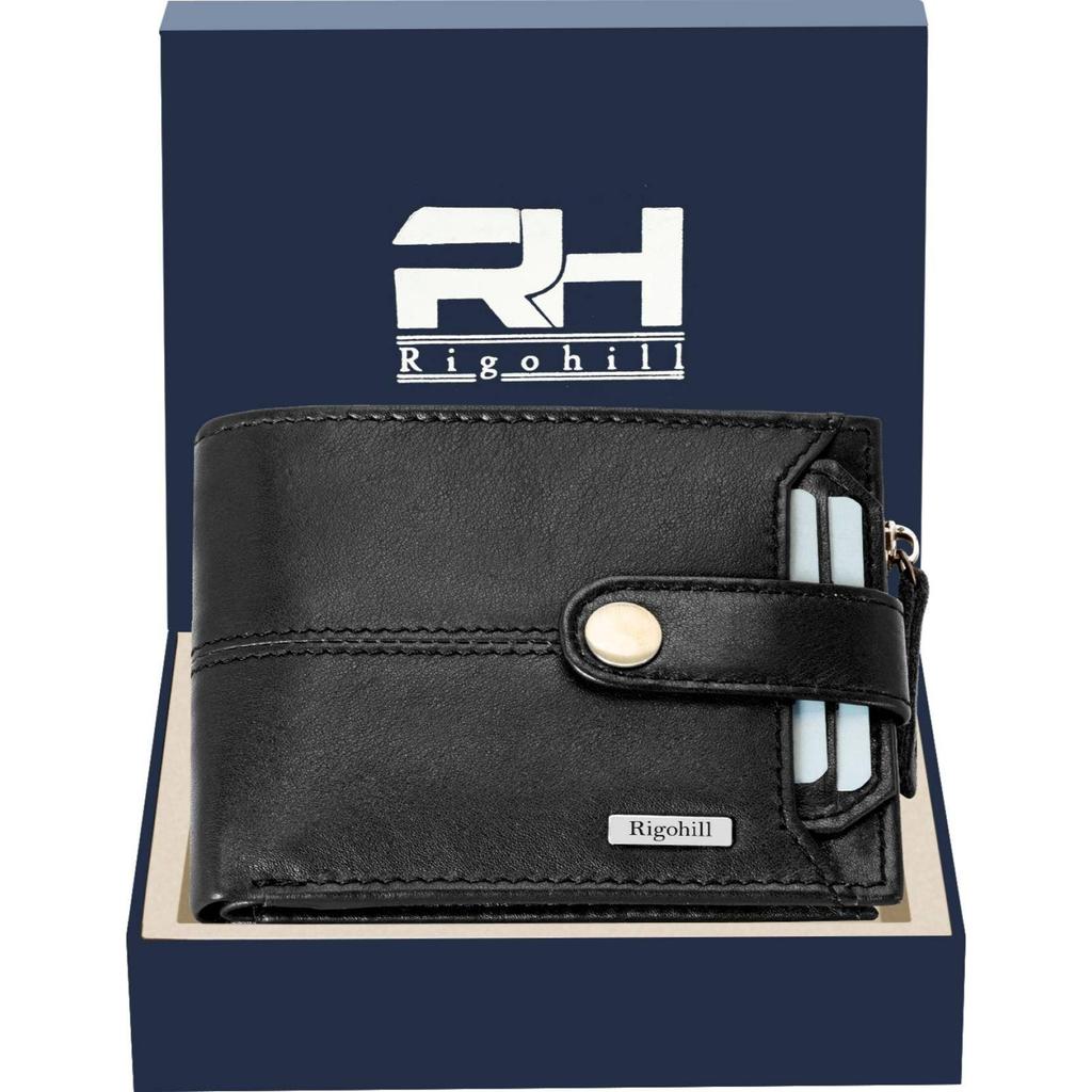 Мужской повседневный синий кошелек из натуральной кожи с RFID-меткой  (10 слотов для карт)