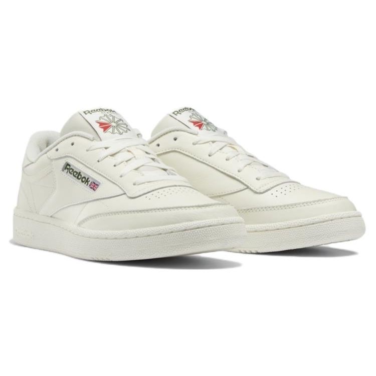 Reebok Club C 85 Comfort Versatile Wear-Resistant Lightweight Low-Top Skate Shoes, Men's White 100024894