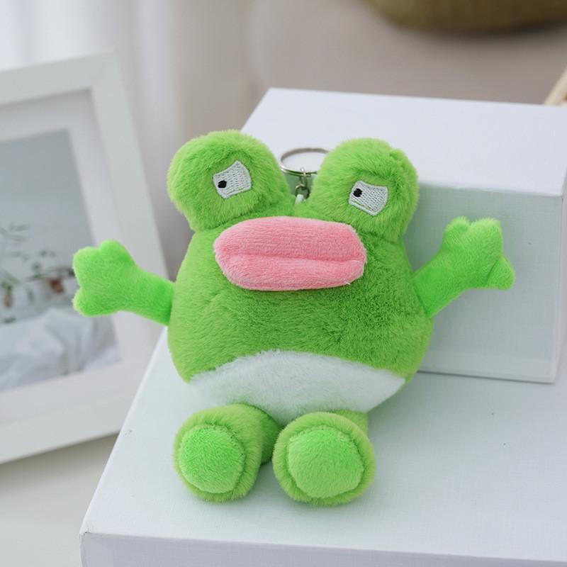 Cute Plush Big Mouth Frog Keychain Green Toy Bag Accessory For Fun And Trendy Gifts