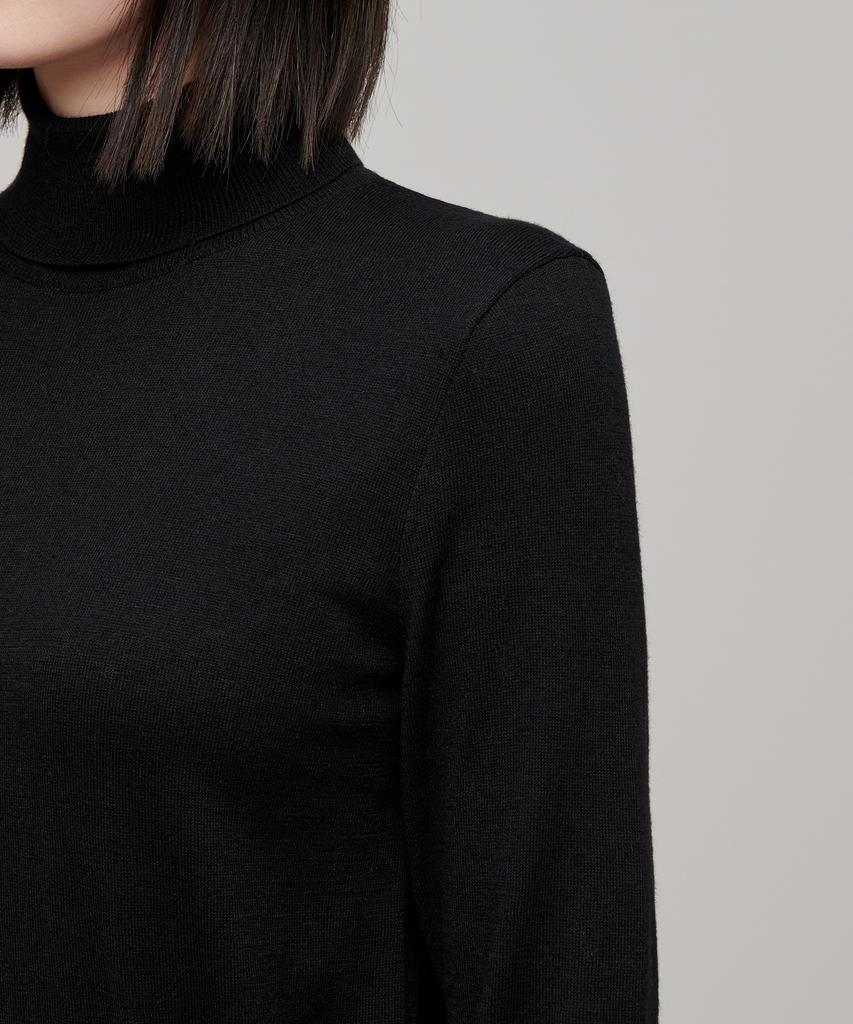 MUSINSA STANDARD WOMAN Women'S Merino Wool Blend High-Gauge Turtleneck Knit [Black]