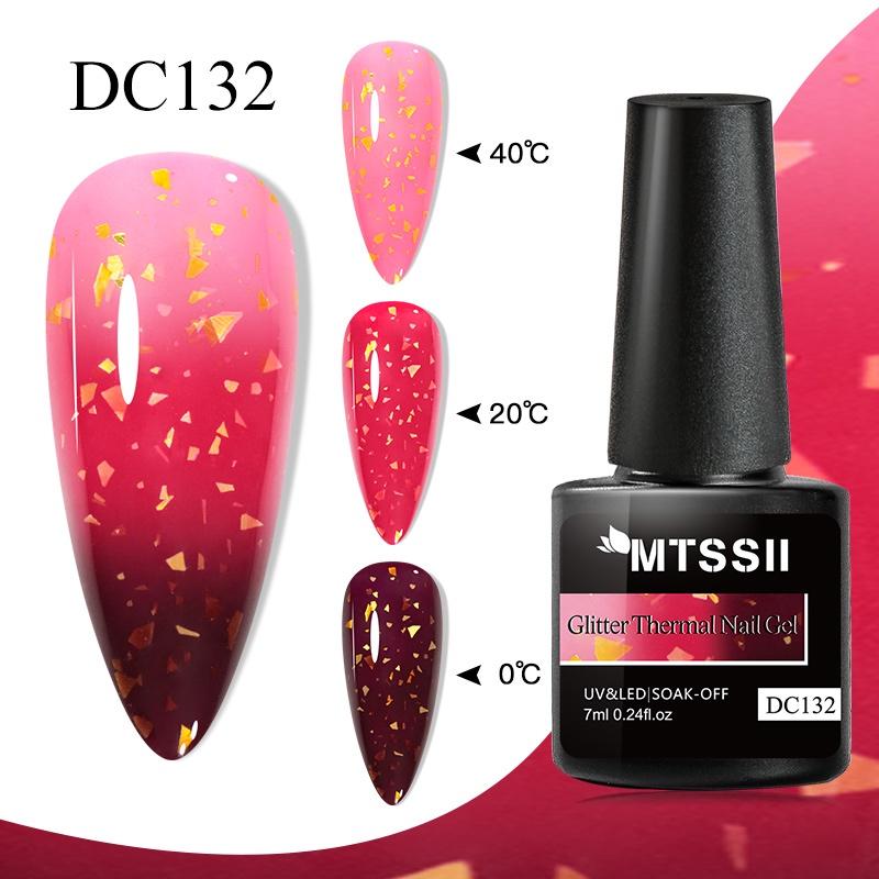 Mtssii 7ml Gold Glitter Thermal Nail Gel Polish Temperature Color Changing Gel Polish Semi Permanent Soak Off UV Gel