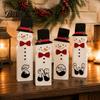 Festive Elk Snowman Figurines Wooden Christmas Tiered Tray Decor, Santa Reindeer Blessing Word Sets for Holiday Tabletop Decorations And Rustic
