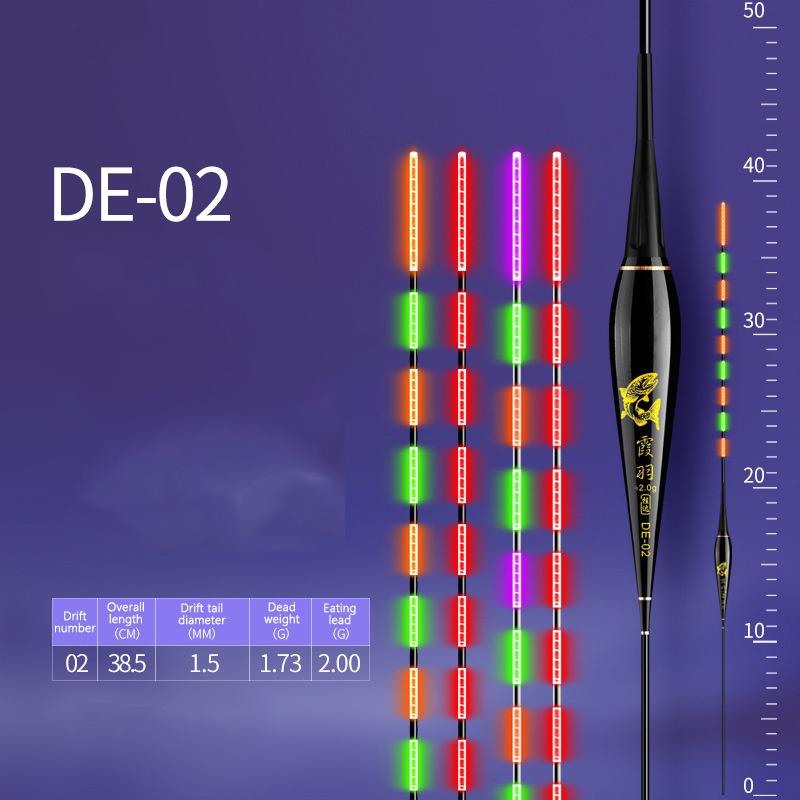 Smart Led Fishing Float 2Light Highly Sensitive Remind Buoy Gravity Sensor Glowing Electric Night Fishing Long Tail Float