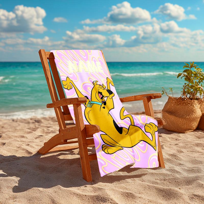 Personalized customized proof beach towel with Scooby-Doo pattern - soft, absorbent,quick-drying,perfect swimming,camping&bathing