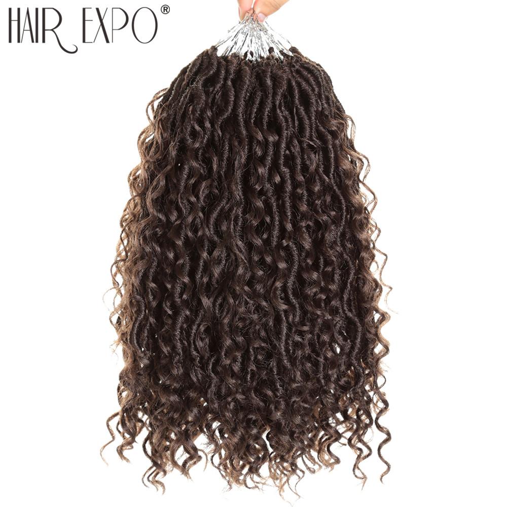 14-26" Косы Goddess Locs Крючком Волосы Натуральные Синтетические Плетение Волос Наращивание Омбре Река Искусственные Locs С Кудрявыми Волосами Expo City