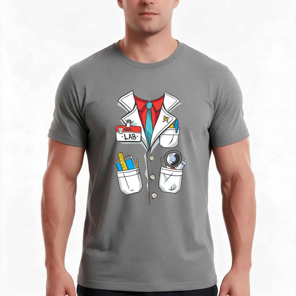 Lab Coat Costume Tshirt Summer Casual Cotton Tee Oversized Streetwear Tops Vintage Graphic Print Loose Fit Short Sleeve