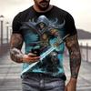 Summer Round Neck 3D Horror Skull Print Top Fashionable Casual Short Sleeved Men's T-shirts