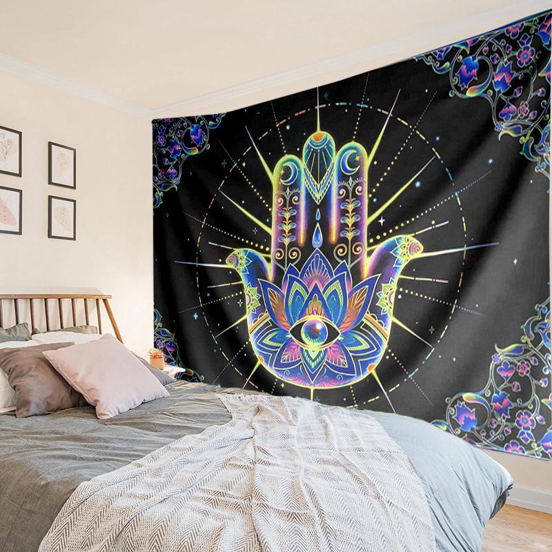 Colorful Hamsa Mandala Pattern Tapestry Room Decoration Wall Hanging for Living Room Bedroom, dormitory, Birthday and Christmas gifts