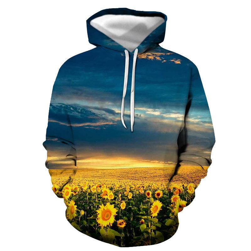 Модные толстовки с капюшоном с изображением подсолнуха, 3D-принт, женская уличная одежда, свободные свитера с капюшоном, толстовки с капюшоном для женщин