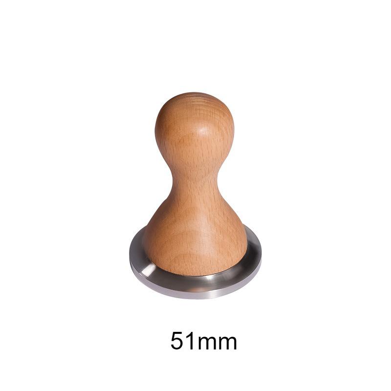 Кофетампер из нержавеющей стали 304 с ручкой из бука, Кофейный молоток для эспрессо с основанием из нержавеющей стали, Инструменты бариста 51/53/58 мм