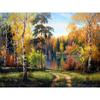 Diamond Full Waterfall Round Painting Home Decor Diamond Embroidery Mountain Tree Scenery Mosaic Sticker Decor