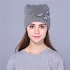 Xthree Autumn Winter Hat for Women Knitted Beanies Hat Cat Ear Stylish Cap Butterfly 2017 New Fashion Lovely Cap