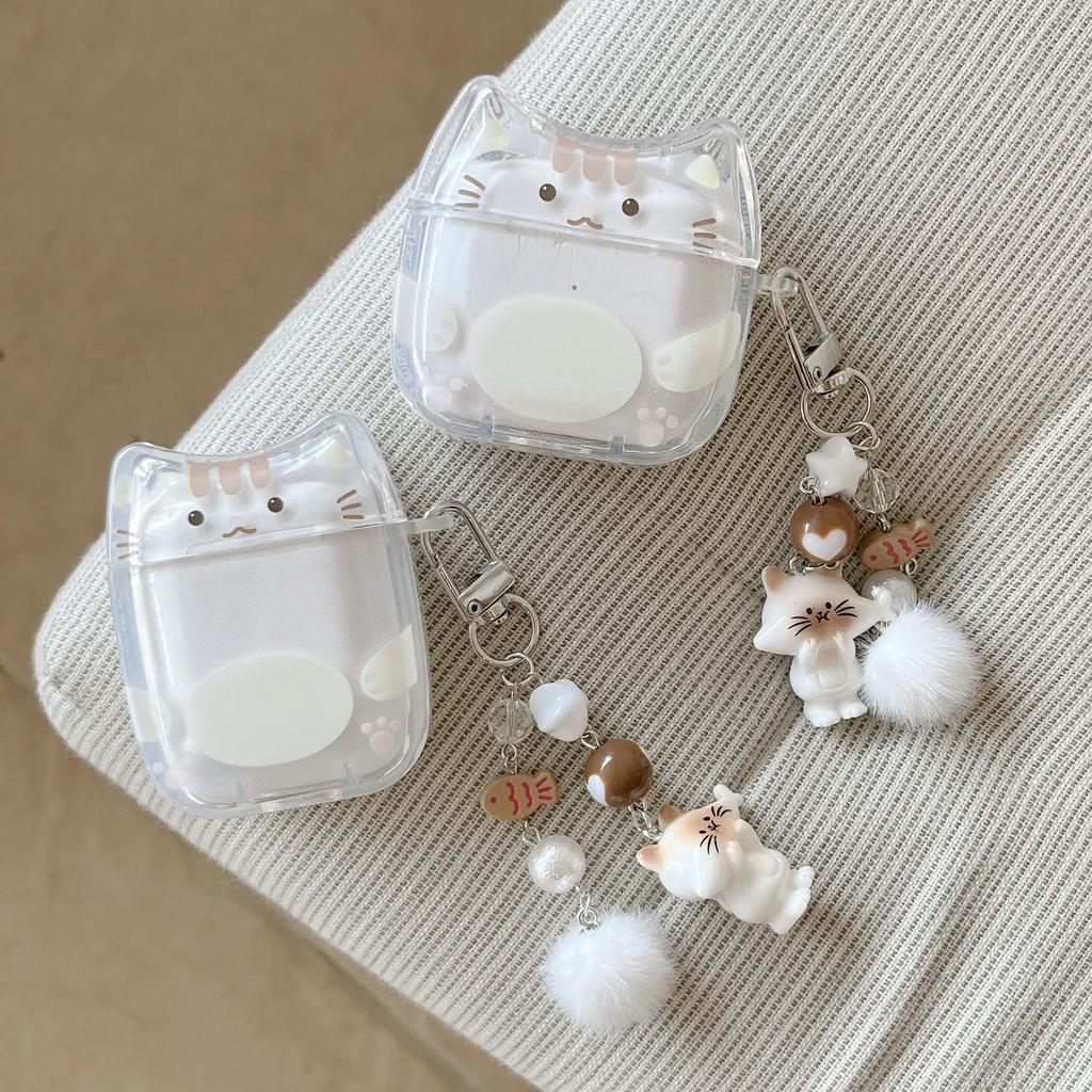 Cartoon cat shockproof crystal earphone case wireless bluetooth charging box for apple airpods 4 1 pro 2nd 3 2 headset cover
