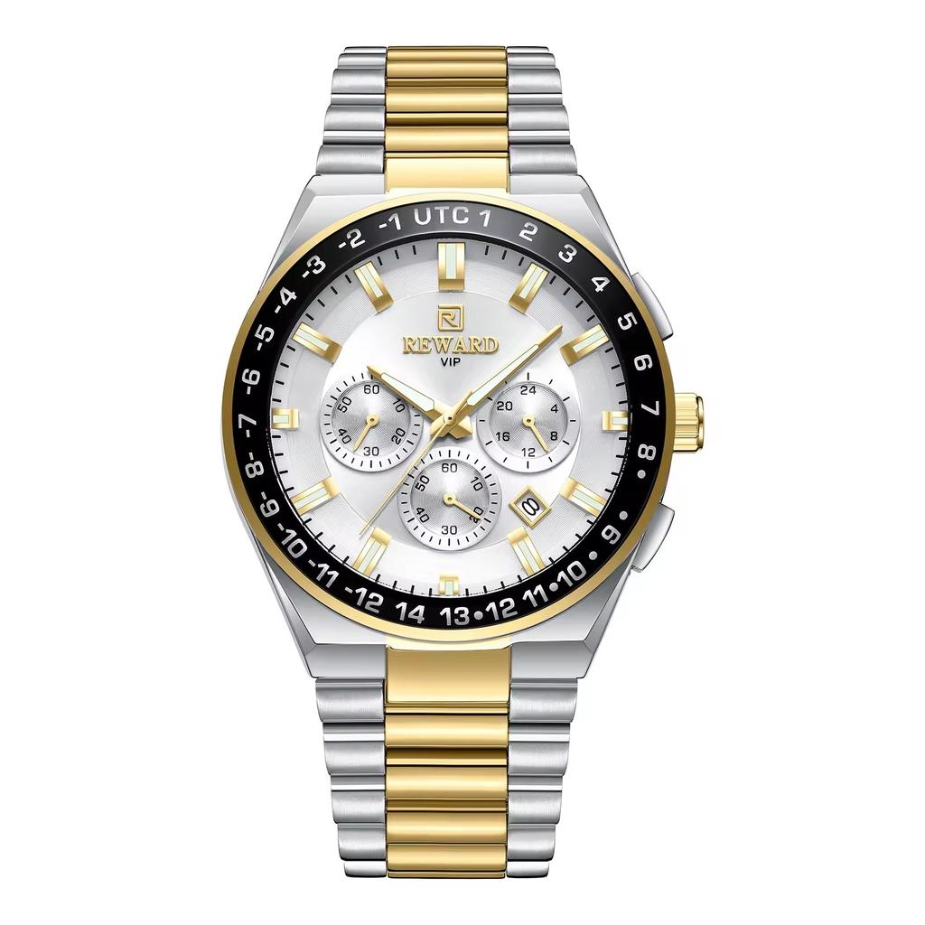 Reward Top Luxury Watch Quartz Stainless Steel Watch Waterproof Calendar Luminous Chronograph Watches for Men Relogio Masculino