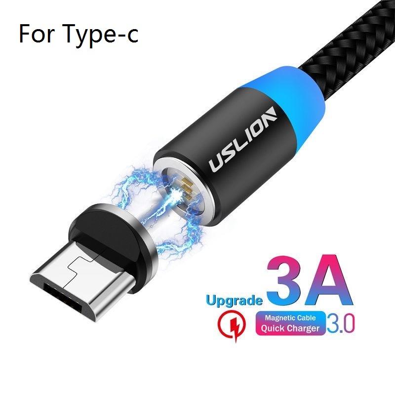 USLION 3A Магнитный USB-кабель для iPhone Кабель Micro USB Type C Магнитное зарядное устройство для быстрой зарядки Кабель Micro USB