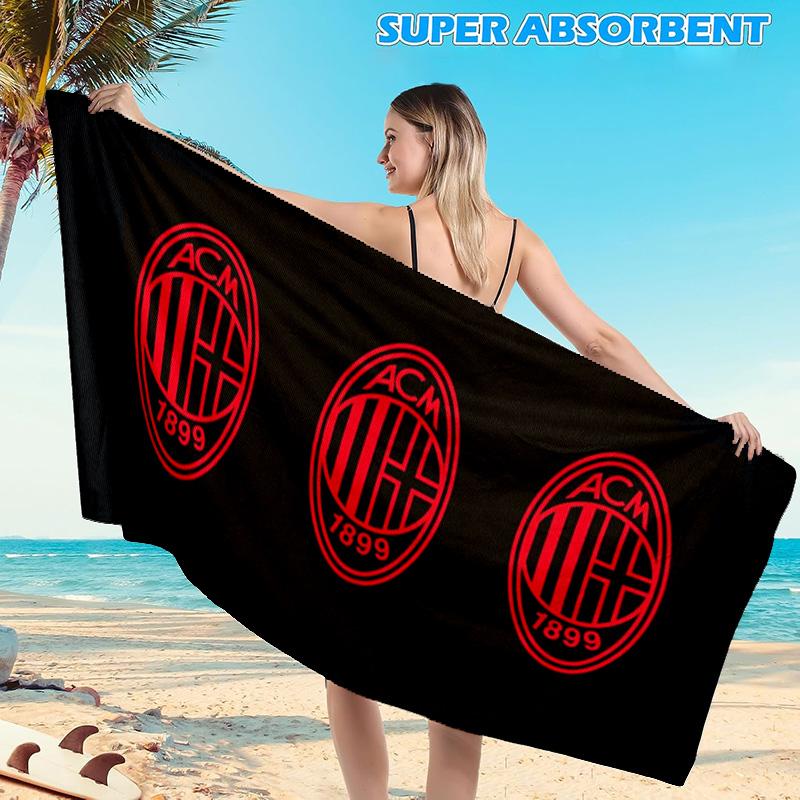 1 шт. Пляжное полотенце с дизайном логотипа AC Milan, Пляжное полотенце из микрофибры, Идеально подходит для бассейна, пляжа, путешествий, домашнего декора, Подарки для фанатов пляжных вечеринок