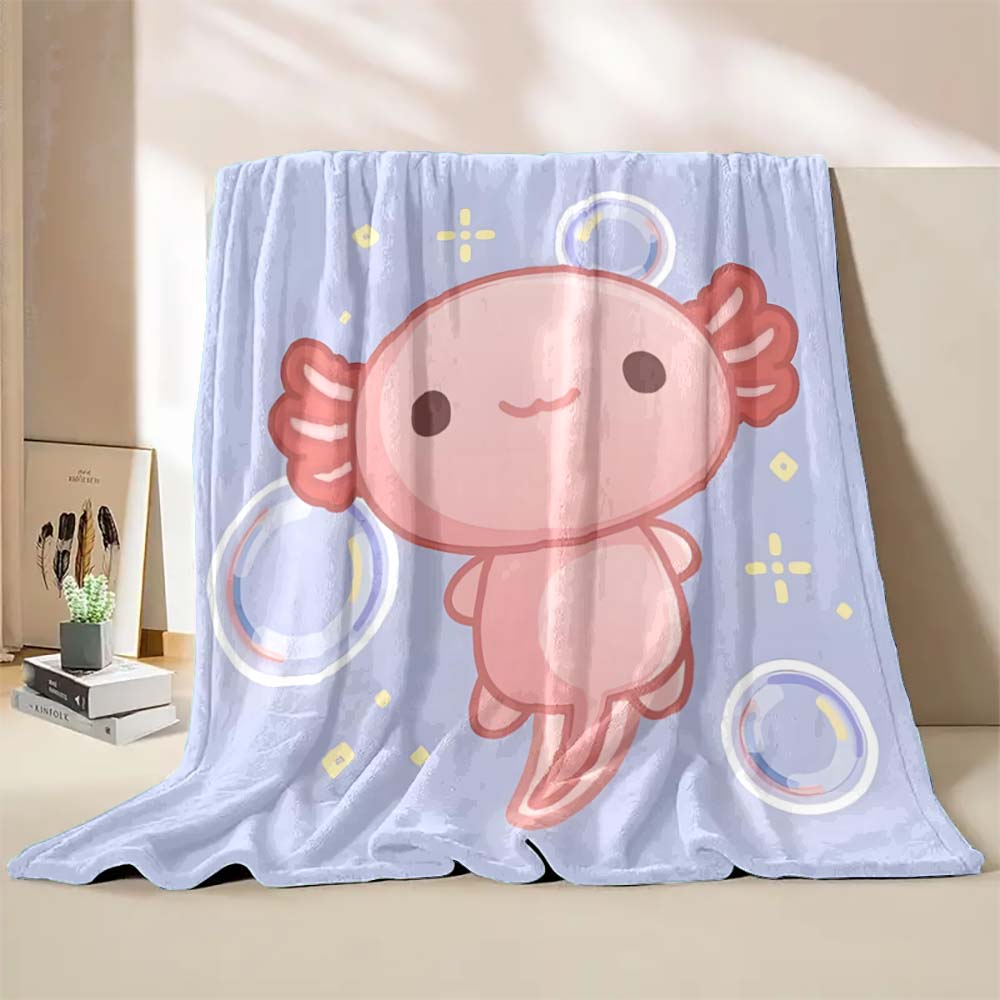 6 Sizes Cute Axolotl Printed Blanket Warm Soft and Comfortable Home Travel Blanket Sofa Bedding Cover Blanket Kids Gamer Gift