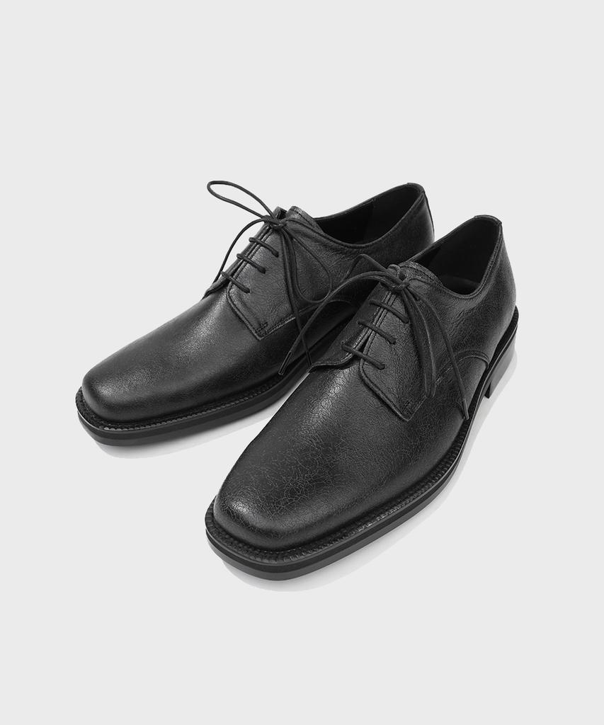 Firenze Atelier [Vibram] Merlin_Минималистичные Полуквадратные Дерби 8430 [Трещиноватый Черный]